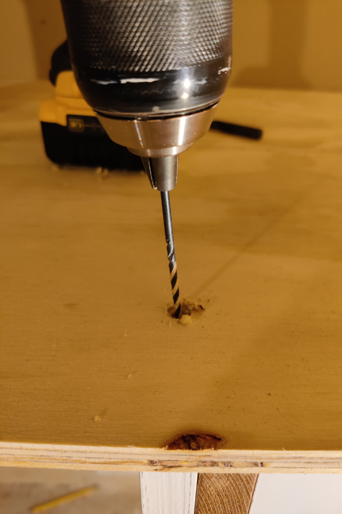 Making Simple Storage Shelves-Pilot Hole Drill